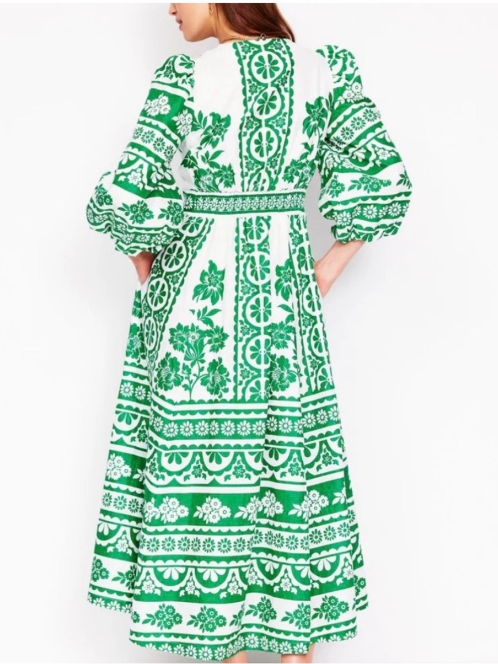 Womens Boden Green Lola Blouson Maxi Dress Puff sleeves size 4 - Picture 3 of 9